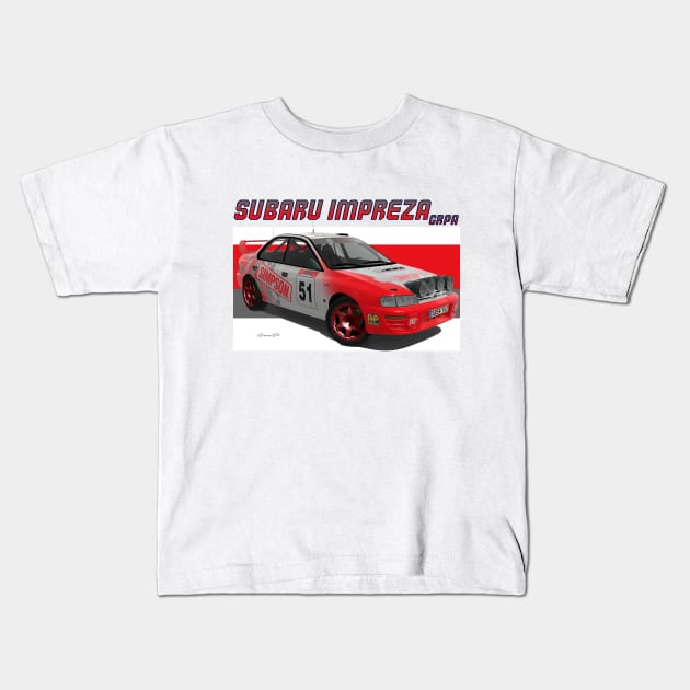 Subaru Impreza GrpA simpson Kids T-Shirt by PjesusArt